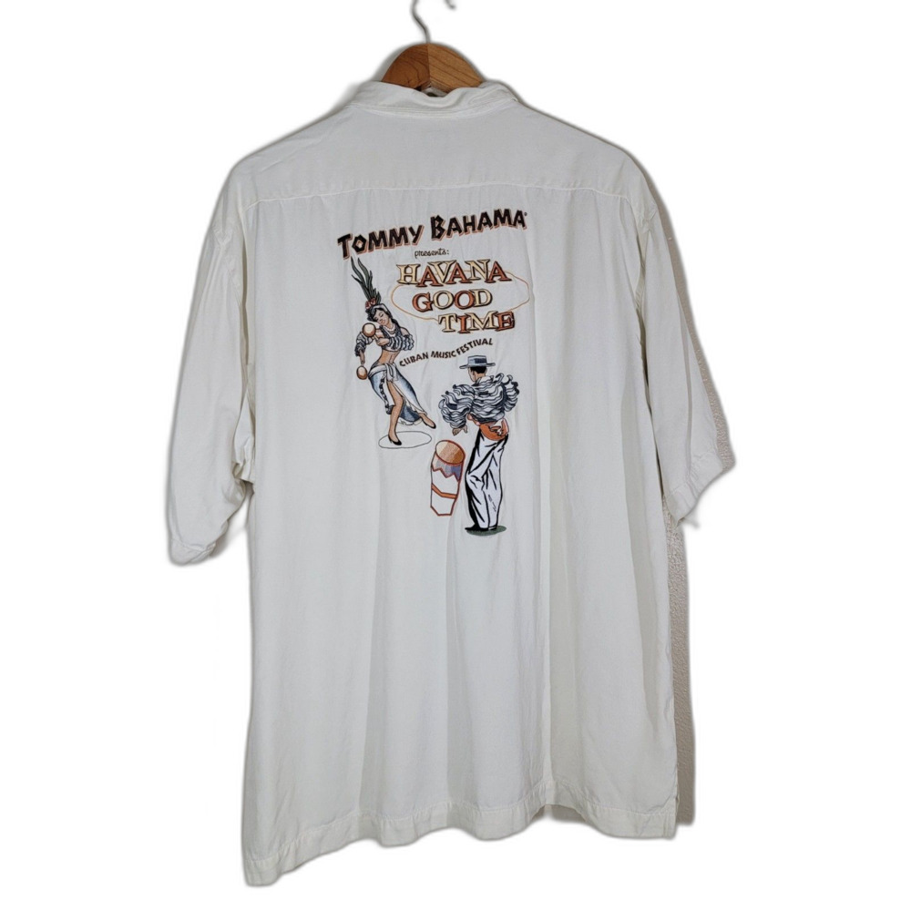 Tommy Bahama 100% Silk Havana Cuban Embroidered Short Sleeve Shirt - XL - Picture 4 of 9